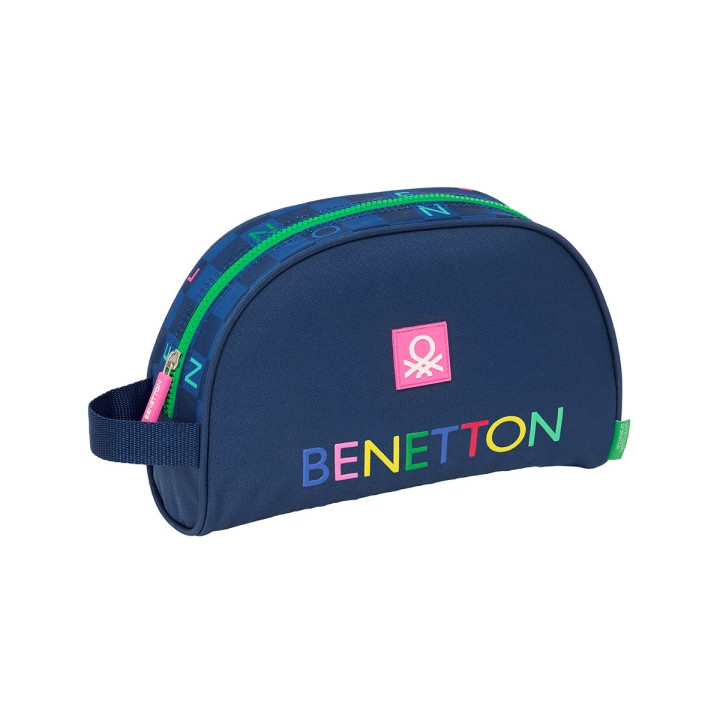 Safta Benetton Damero Neceser - 1 Compartimento - Asa de Mano - 28x18x10cm - Color Azul Marino