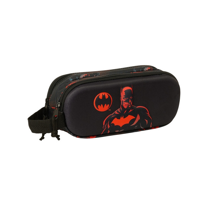 Safta Batman Estuche Portatodo 3D - 2 Compartimentos - Asa de Mano - 21x8x6cm - Color Negro
