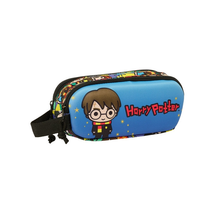 Safta Harry Potter Estuche Portatodo 3D - 2 Compartimentos - Asa de Mano - 21x8x6cm - Color Azul