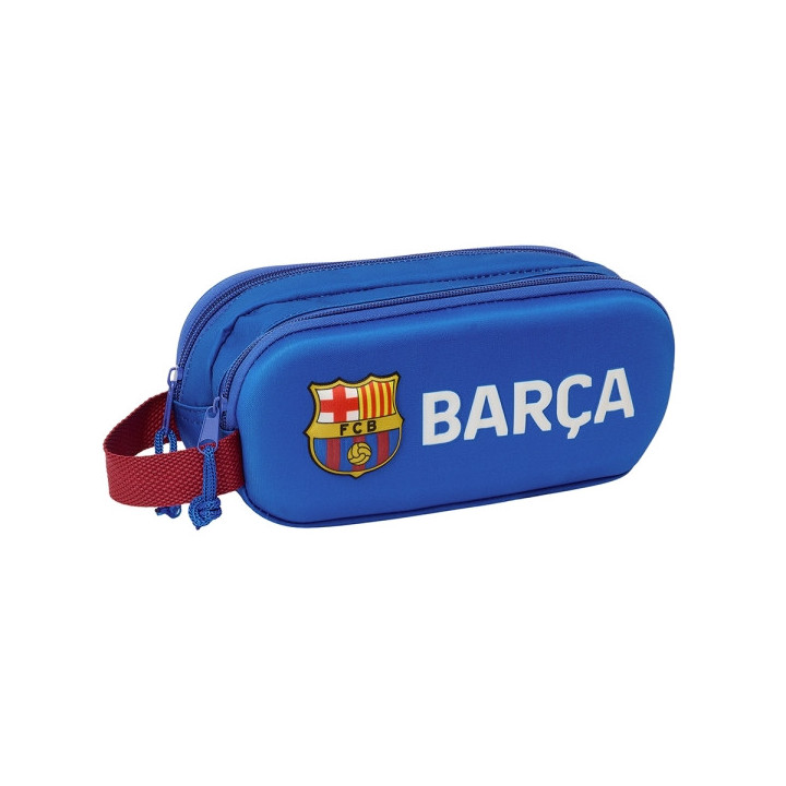 Safta F.C. Barcelona Estuche Portatodo 3D - 2 Compartimentos - Asa de Mano - 21x8x6cm - Color Azul