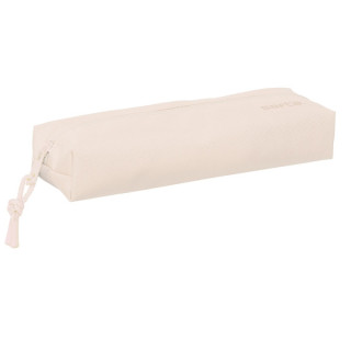 Safta Estuche Portatodo de 22cm - 1 Compartimento - Rectangular - Goma Elastica Trasera - 22x4x7cm - Color Beige