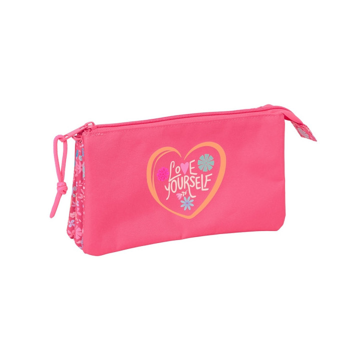 Safta Feeling Estuche Portatodo - 3 Compartimentos - 22x12x3cm - Color Rosa