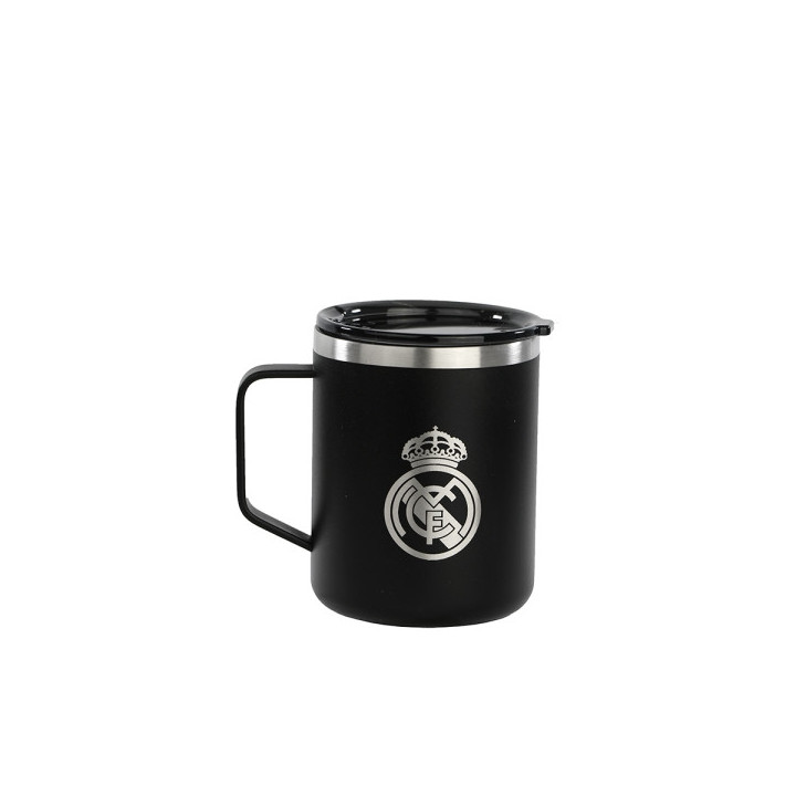 Safta Real Madrid 2ª Equipacion 24/25 Taza de Acero Inoxidable 350ml - Doble Pared con Aislamiento - Base de Silicona - Conser