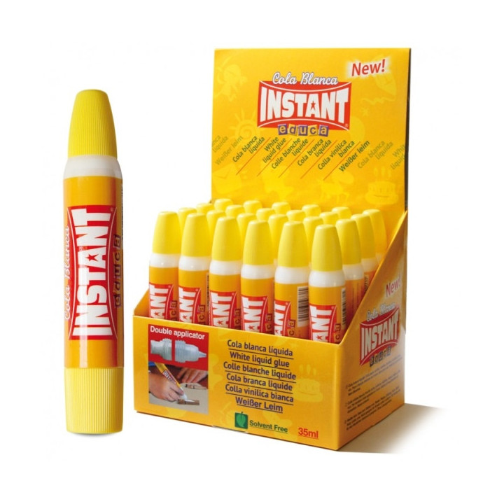 Instant Educa Cola Blanca 35ml - Doble Aplicador - A Base de Componentes Naturales - Sin Disolventes - Color Blanco