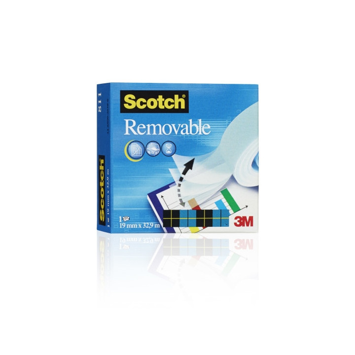 Scotch Cinta Adhesiva Invisible - Reutilizable - 19mm x 33m - Color Transparente