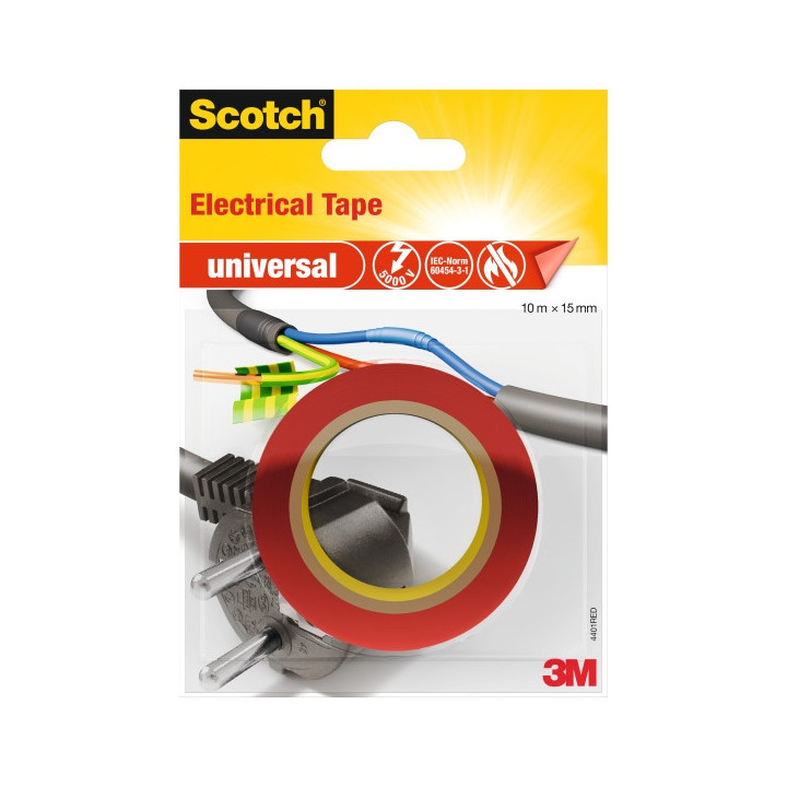 Scotch Cinta Aislante - 10m x 15mm - Color Rojo