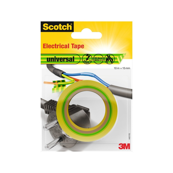 Scotch Cinta Aislante - 15mm x 10m - Color Verde/Amarillo