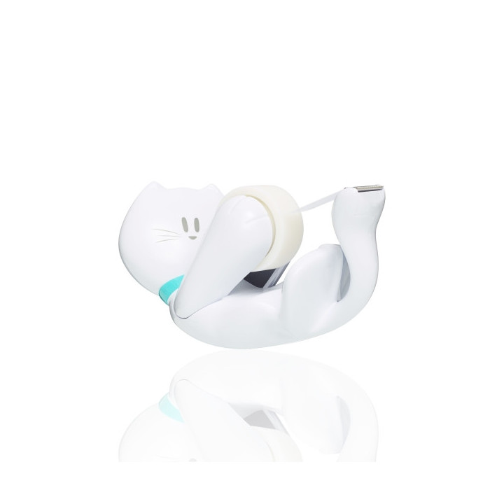 Scotch Magic Dispensador de Cinta Adhesiva - Forma de Gato - Incluye 1 Rollo de 19mm x 8.89m - Color Blanco