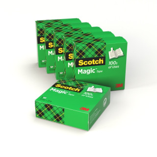 Scotch Magic Pack de 6 Cintas Adhesivas Invisible - 19mm x 33m - Color Transparente
