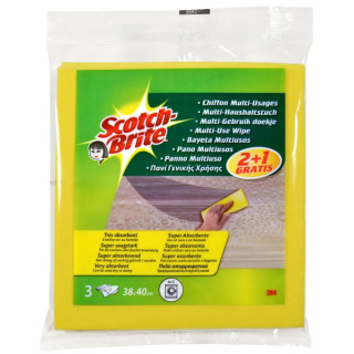 Scotch-Brite Pack de 3 Bayetas Multiusos - Promocion 2 + 1 Gratis - Color Amarillo