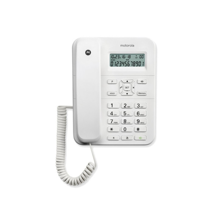 Motorola CT202 Telefono Fijo - Manos Libres - Identificador de Llamadas - Color Blanco