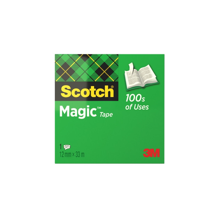 Scotch Magic Cinta Adhesiva Invisible - 12mm x 33m - Color Transparente
