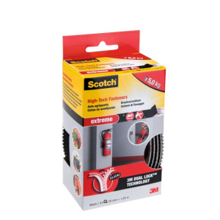 Scotch Extreme Pack de 2 Cierres Adhesivos Reposicionables - 25mm x 1.2m - Color Negro
