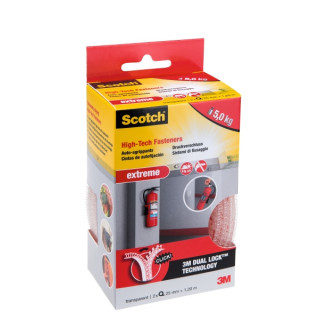 Scotch Extreme Pack de 2 Cierres Adhesivos Reposicionables - 25mm x 1.2m - Color Transparente