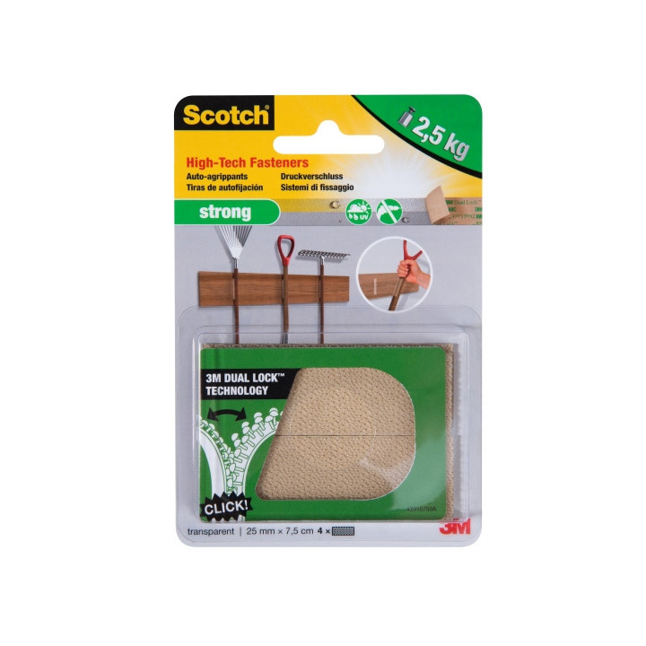 Scotch Extreme Cierres Adhesivos Reposicionables - 25mm x 75mm - Soporta hasta 2.5kg - Color Transparente