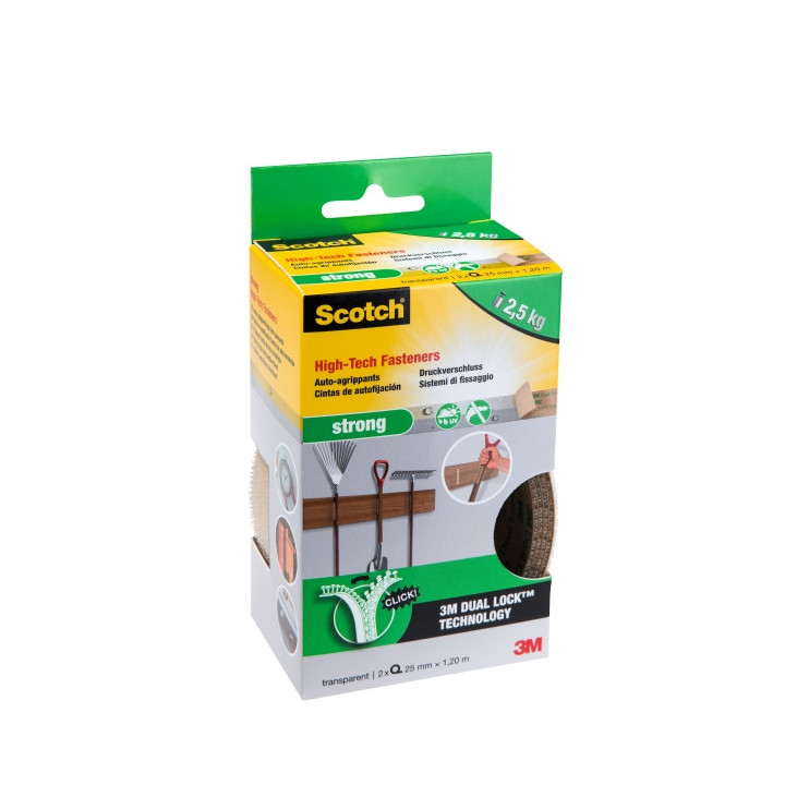 Scotch Pack de 2 Tiras de Sujecion Fuerte - 25mm x 1.2m - Color Transparente