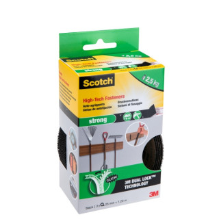 Scotch Pack de 2 Cierres Adhesivos Reposicionables - 25mm x 1.2m - Color Negro