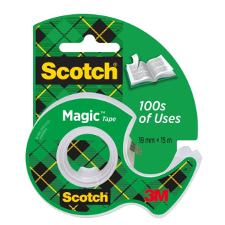 Scotch Magic Cinta Adhesiva Invisible - Incluye Dispensador - 19mm x 15m - Color Transparente