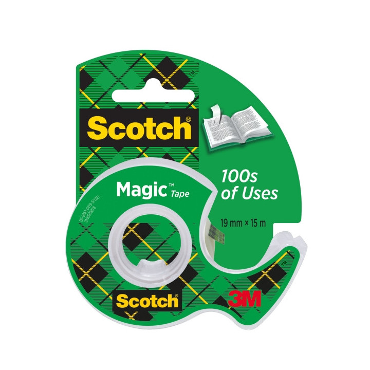Scotch Magic Cinta Adhesiva Invisible - Incluye Dispensador - 19mm x 15m - Color Transparente
