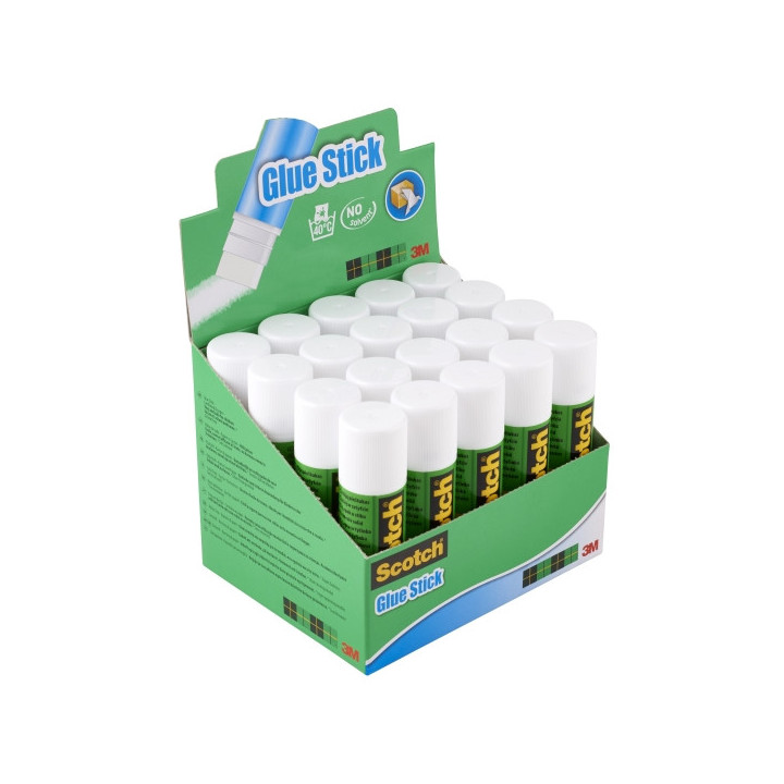 Scotch Expositor de 20 Barras de Pegamento Adhesivo Solido de 21gr - Color Transparente