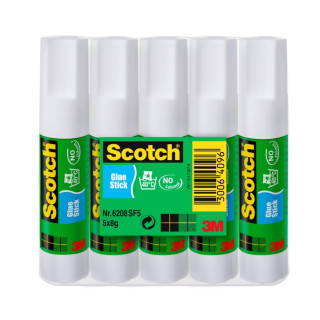 Scotch Pack de 5 Pegamentos en Barra Adhesivo Solido - 8gr por Unidad - Color Transparente