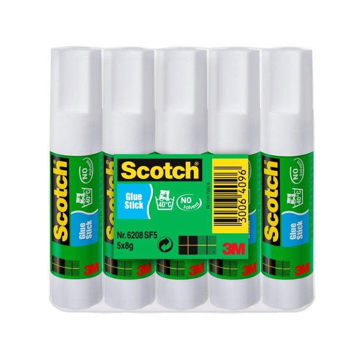 Scotch Pack de 5 Pegamentos en Barra Adhesivo Solido - 8gr por Unidad - Color Transparente