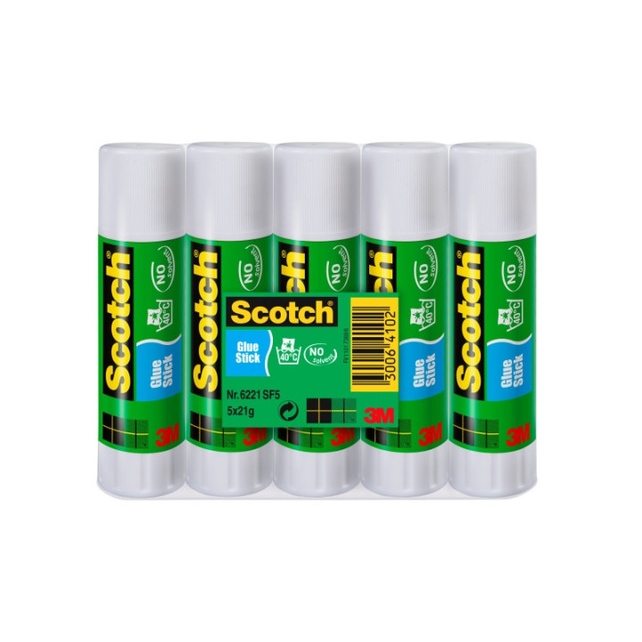Scotch Pack de 5 Pegamentos en Barra Adhesivo Solido - 21gr por Unidad - Color Transparente