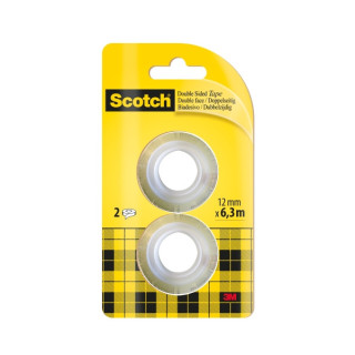 Scotch Pack de 2 Cintas Adhesivas de Doble Cara - Recambio - 12mm x 6.3m - Color Transparente
