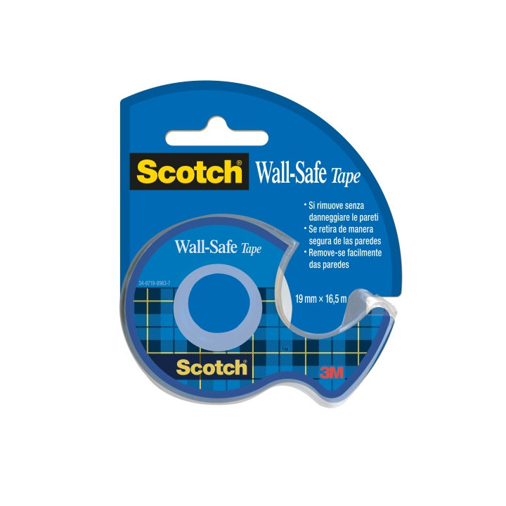 Scotch Cinta Adhesiva para Paredes - 19mm x 16.5m - Incluye Dispensador - Color Transparente