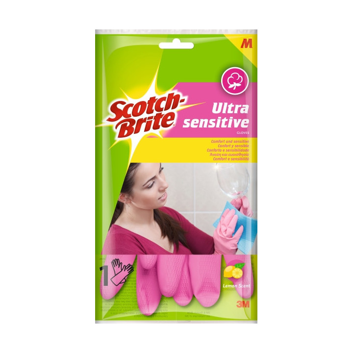 Scotch-Brite Ultra-Sensitive Guantes Multiuso - Talla Mediana - Perfumados - Color Rosa