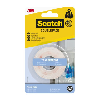 Scotch Cinta Adhesiva de Doble Cara - 19mm x 1.5m - Color Transparente