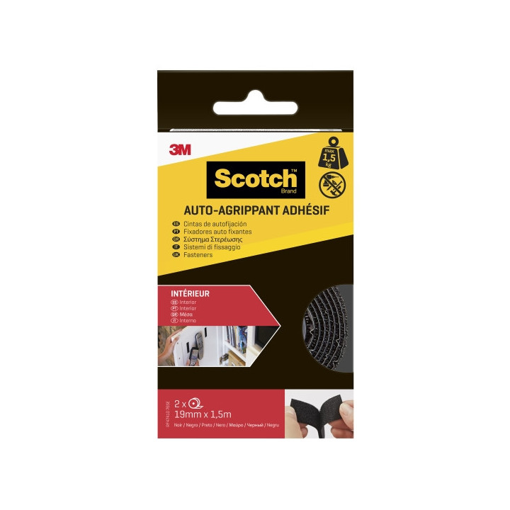 Scotch Cierres Adhesivos Reposicionables - 19mm x 1.5m - Uso en Interior - Color Negro