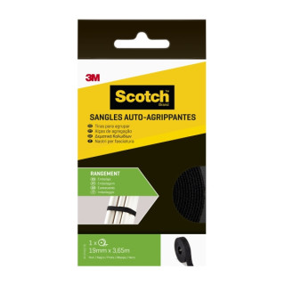 Scotch Tiras Organizadoras de Cable - 19mm x 3.6m - Color Negro