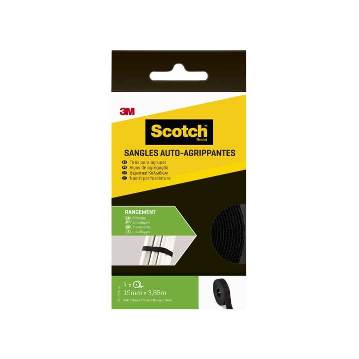 Scotch Tiras Organizadoras de Cable - 19mm x 3.6m - Color Negro