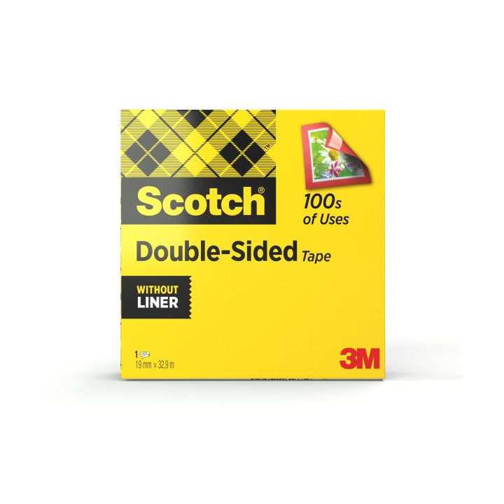 Scotch Cinta Adhesiva de Doble Cara - 19mm x 33m - Color Transparente