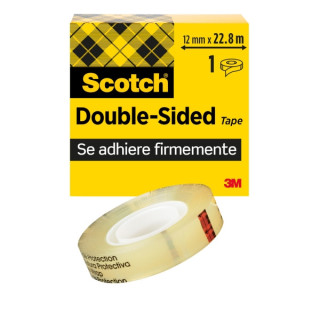 Scotch Cinta Adhesiva de Doble Cara - 12mm x 22.8m - Color Transparente