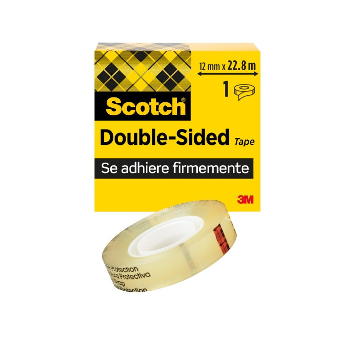 Scotch Cinta Adhesiva de Doble Cara - 12mm x 22.8m - Color Transparente