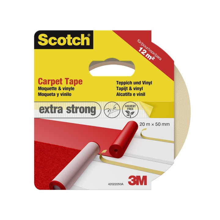 Scotch Cinta Adhesiva para Moqueta - Extrafuerte - 50mm x 20m - Color Blanco