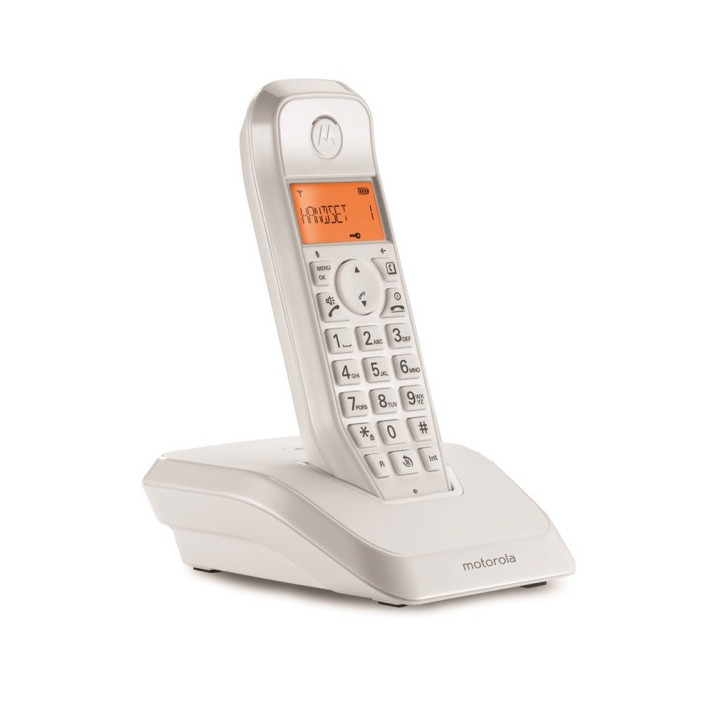 Motorola S1201 Telefono Inalambrico Dect - Identificador de Llamada - Contestador - Manos Libres - Color Blanco