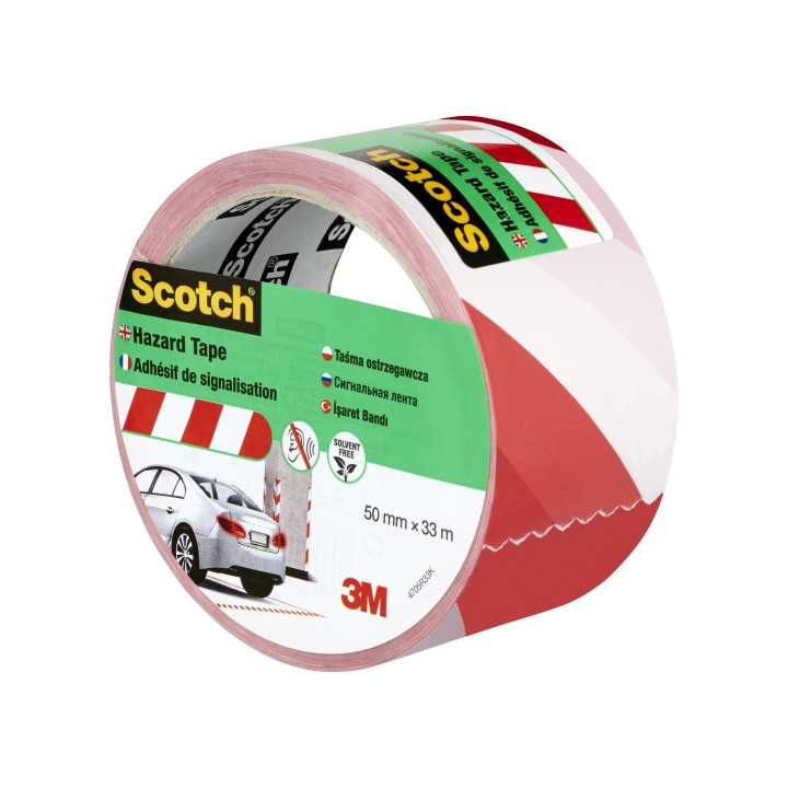 Scotch Cinta Adhesiva de Marcaje - 50mm x 33m - Color Blanco/Rojo
