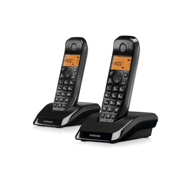 Motorola S1202 Telefono Inalambrico Dect + 1 Supletorio - Identificador de Llamada - Contestador - Manos Libres - Color Negro