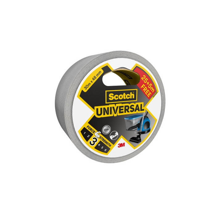 Scotch Universal Cinta Adhesiva Americana - 48mm x 30m - Promocion 25m + 5m Gratis - Color Plata