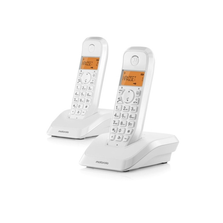 Motorola S1202 Telefono Inalambrico Dect + 1 Supletorio - Identificador de Llamada - Contestador - Manos Libres - Color Blanco
