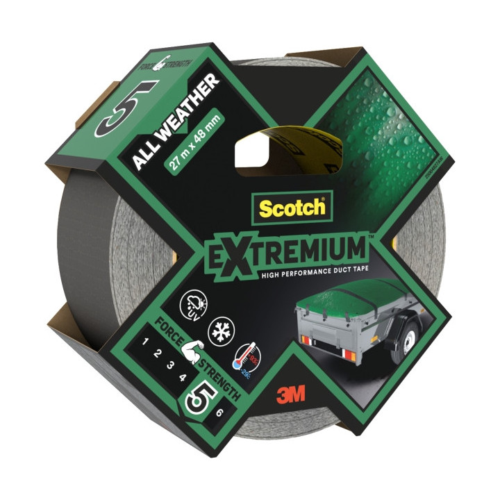 Scotch Extremium Cinta Adhesiva Americana - 48mm x 27m - Uso en Exterior - Altas Prestaciones - Color Negro