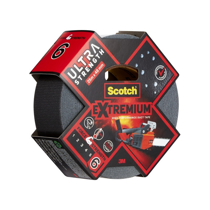 Scotch Extremium Ultra Cinta Adhesiva Americana -  48mm x 25m - Altas Prestaciones - Color Negro