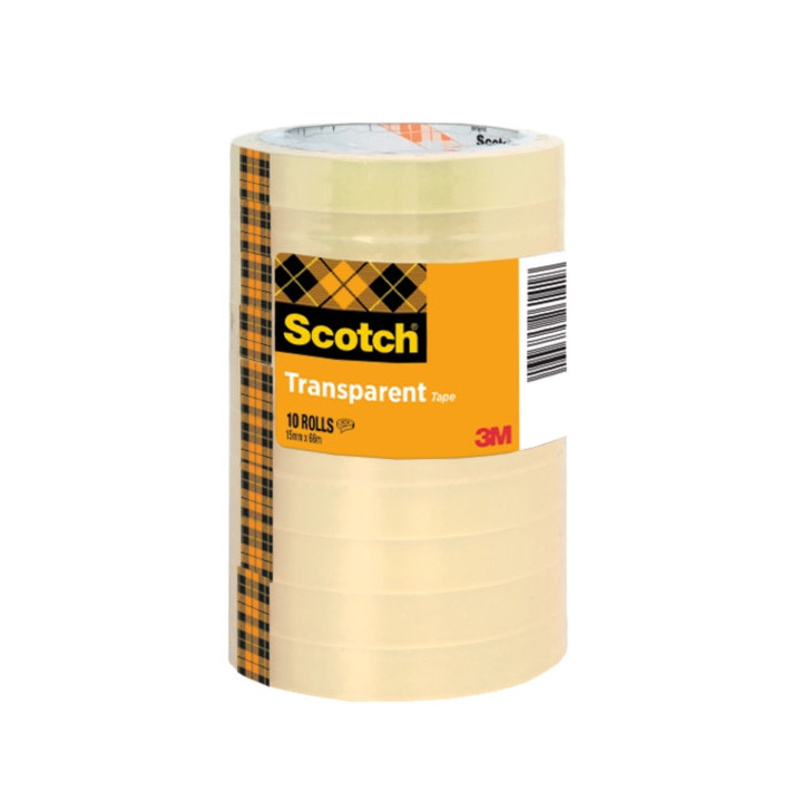 Scotch Pack de 10 Cintas Adhesivas - 15mm x 66m - Color Transparente