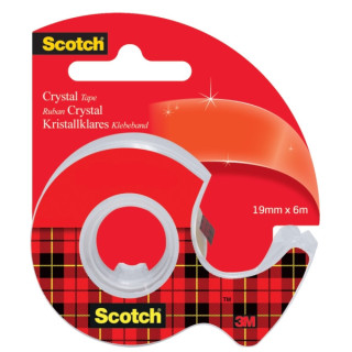 Scotch Crystal Cinta Adhesiva - Incluye Dispensador - 19mm x 6m - Color Transparente