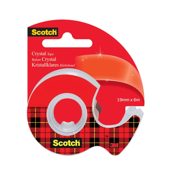 Scotch Crystal Cinta Adhesiva - Incluye Dispensador - 19mm x 6m - Color Transparente