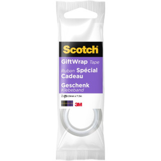 Scotch Giftwrap Pack de 2 Cintas Adhesivas Satinada - 19mm x 7.5m - Especial para Envolver Regalos - Color Transparente