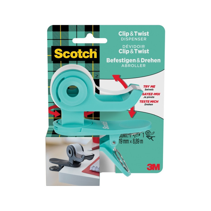 Scotch Dispensador de Cinta Adhesiva - para Cintas de hasta 19mm x 8.89m - Incluye Cinta Adhesiva - Color Turquesa